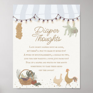 Blue Farmers Market Farm Fresh Diaper Thoughts Poster