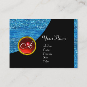 BLUE FASHION BEADS MONOGRAM ,black red ruby Business Card