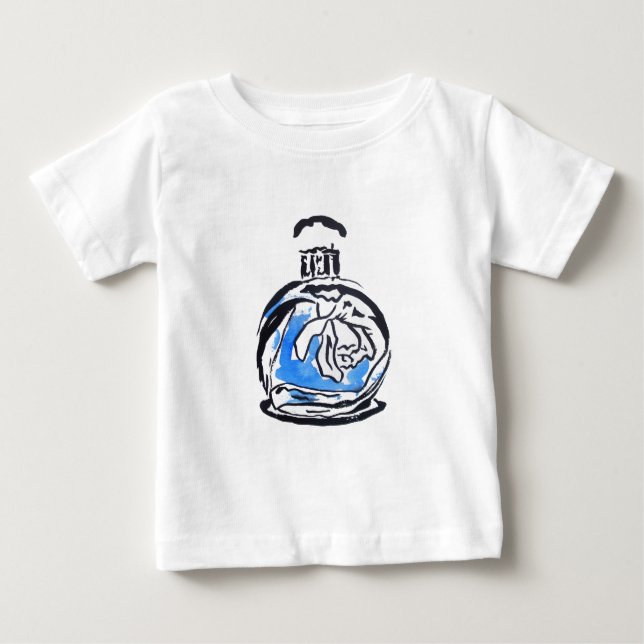 Blue fashion illustration perfume bottle baby T-Shirt (Front)