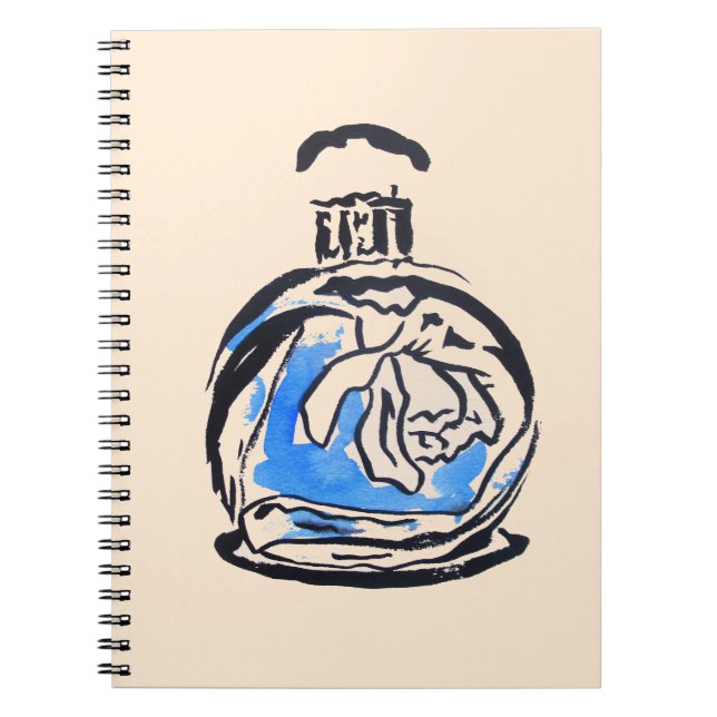 Blue fashion illustration perfume bottle notebook (Front)