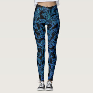 Blue, fashion print, pattern leggings