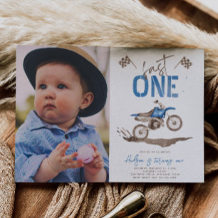 Blue Fast One Dirt Bike Invitation
