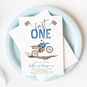 Blue Fast One Dirt Bike Invitation