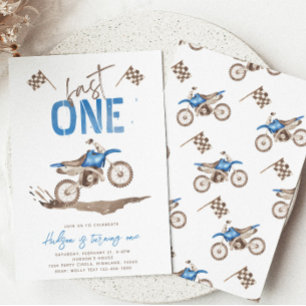 Blue Fast One Dirt Bike Invitation