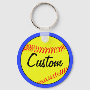 Blue Fastpitch Softball Team, Player, Coach Custom Key Ring