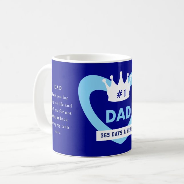 Blue Father’s Day Crowned Coffee Mug (Front Left)