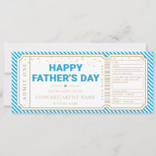Blue Father's Day Concert Ticket Gift Voucher Card