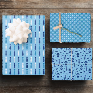 Blue Father's Day Wrapping Paper Sheet