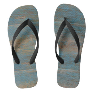 Blue Faux Beach Wood Texture Thongs