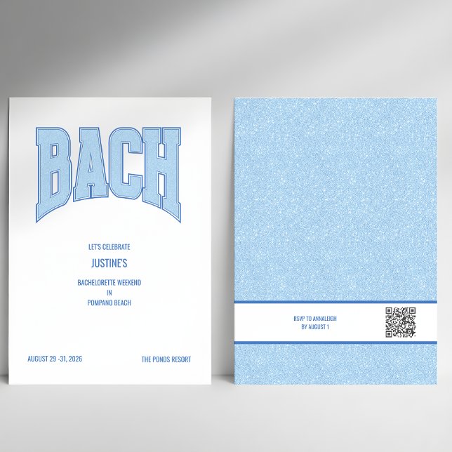 Blue Faux Glitter BACH Bachelorette Party  Invitation (Creator Uploaded)