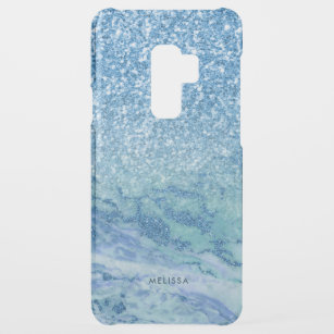 Blue Faux Glitter & Blue Glitter Marble Ombre Uncommon Samsung Galaxy S9 Plus Case