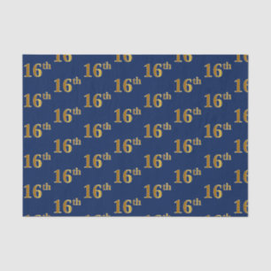 Blue, Faux Gold 16th (Sixteenth) Event Tissue Paper