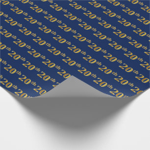 Blue, Faux Gold 20th (Twentieth) Event Wrapping Paper