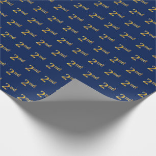 Blue, Faux Gold 2nd (Second) Event Wrapping Paper
