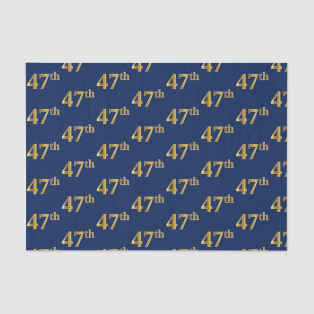 Blue, Faux Gold 47th (Forty-Seventh) Event Tissue Paper (Front)