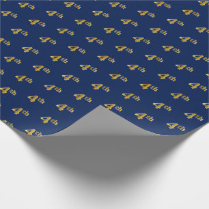 Blue, Faux Gold 4th (Fourth) Event Wrapping Paper