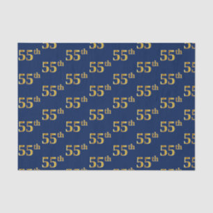 Blue, Faux Gold 55th (Fifty-Fifth) Event Tissue Paper