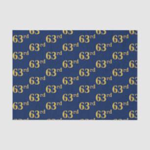Blue, Faux Gold 63rd (Sixty-Third) Event Tissue Paper