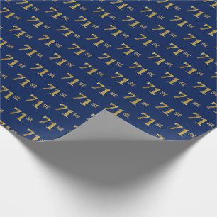 Blue, Faux Gold 71st (Seventy-First) Event Wrapping Paper