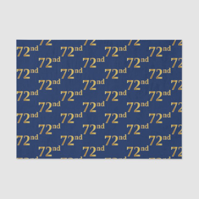 Blue, Faux Gold 72nd (Seventy-Second) Event Tissue Paper (Front)