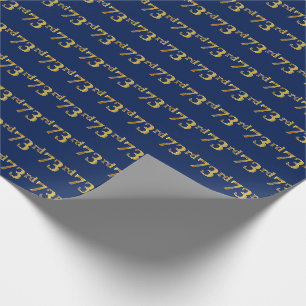 Blue, Faux Gold 73rd (Seventy-Third) Event Wrapping Paper