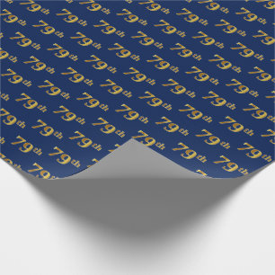 Blue, Faux Gold 79th (Seventy-Ninth) Event Wrapping Paper