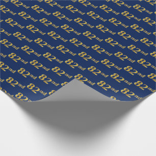 Blue, Faux Gold 82nd (Eighty-Second) Event Wrapping Paper