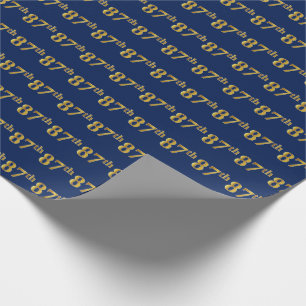 Blue, Faux Gold 87th (Eighty-Seventh) Event Wrapping Paper