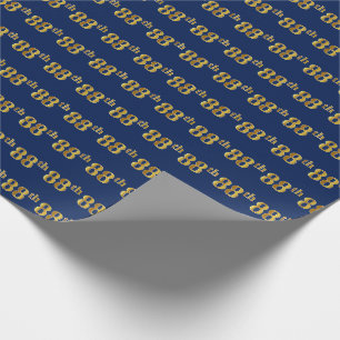 Blue, Faux Gold 88th (Eighty-Eighth) Event Wrapping Paper