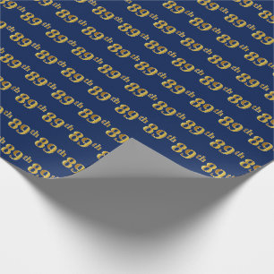 Blue, Faux Gold 89th (Eighty-Ninth) Event Wrapping Paper