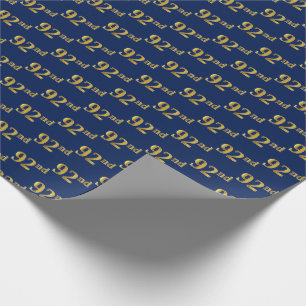 Blue, Faux Gold 92nd (Ninety-Second) Event Wrapping Paper