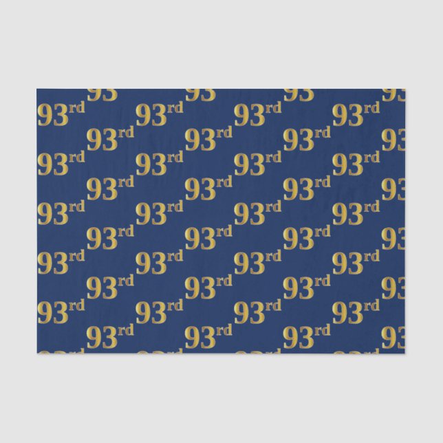 Blue, Faux Gold 93rd (Ninety-Third) Event Tissue Paper (Front)