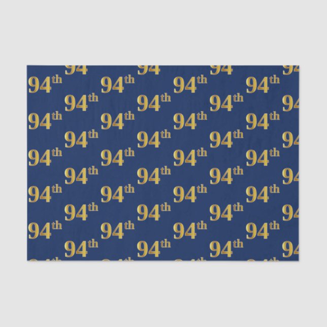 Blue, Faux Gold 94th (Ninety-Fourth) Event Tissue Paper (Front)