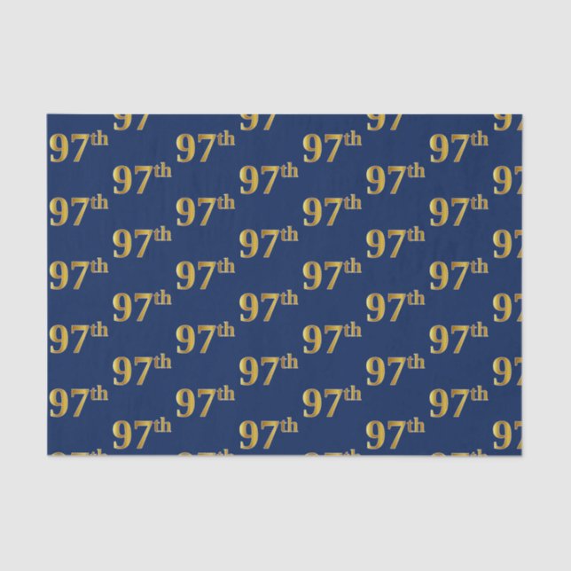 Blue, Faux Gold 97th (Ninety-Seventh) Event Tissue Paper (Front)