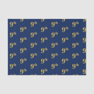 Blue, Faux Gold 9th (Ninth) Event Tissue Paper
