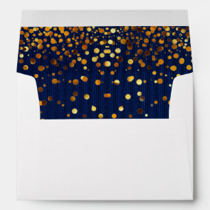 Blue Faux Gold Foil Confetti Elegant Sparkles Envelope