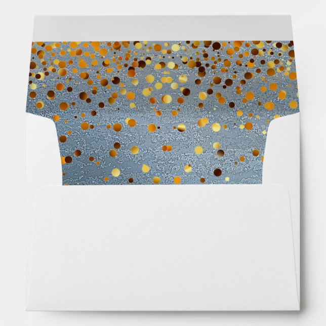 Blue Faux Gold Foil Confetti Elegant Sparkles Envelopes (Back (Bottom))