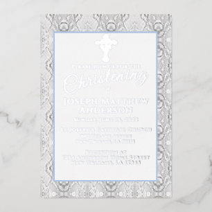 Blue Faux Lace Baptism/Christening
