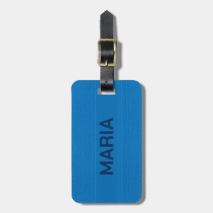 Blue Faux Leather Look Monogram Luggage Tag