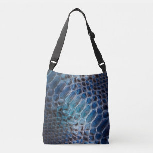 Blue Faux leather snake print Crossbody Bag