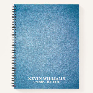 Blue Faux Leather Texture design personalised Notebook