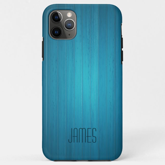 Blue Faux Wood Case-Mate iPhone Case (Back)