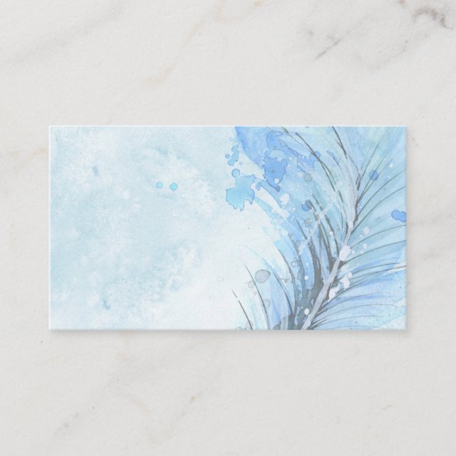 blue feather custom business card template (Front)