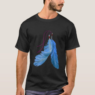 Blue Feather For Good Luck Hand Painted With Oil C T-Shirt
