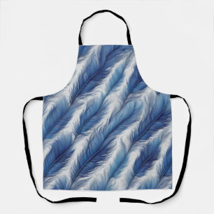 Blue Feather Pattern Art Print Apron