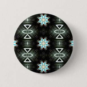 blue feather star-burst geometric 6 cm round badge