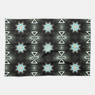 blue feather star-burst tea towel