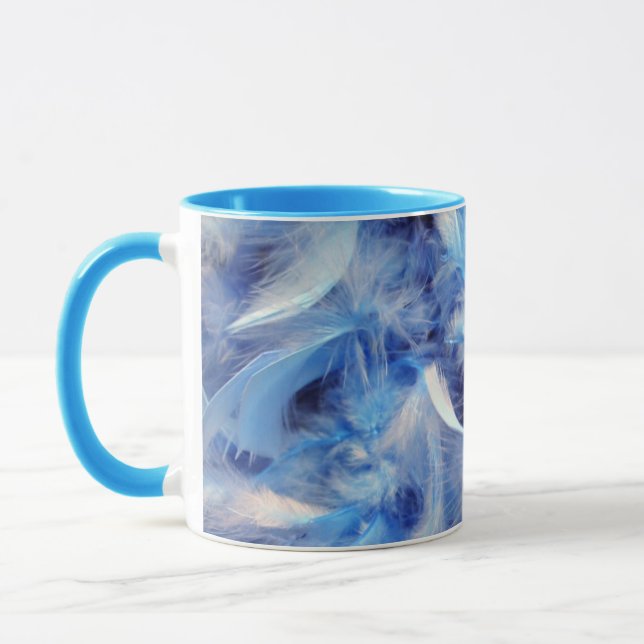 Blue Feathers Ceramic Mug (Left)