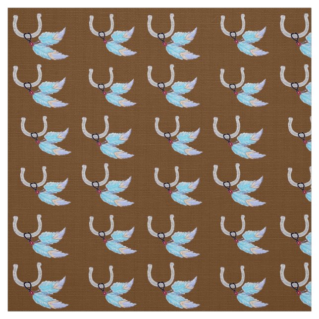 Blue Feathers Horseshoe Fabric (Swatch)