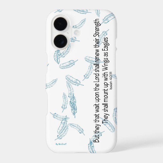 Blue Feathers Inspirational Scripture Quote  (Back)